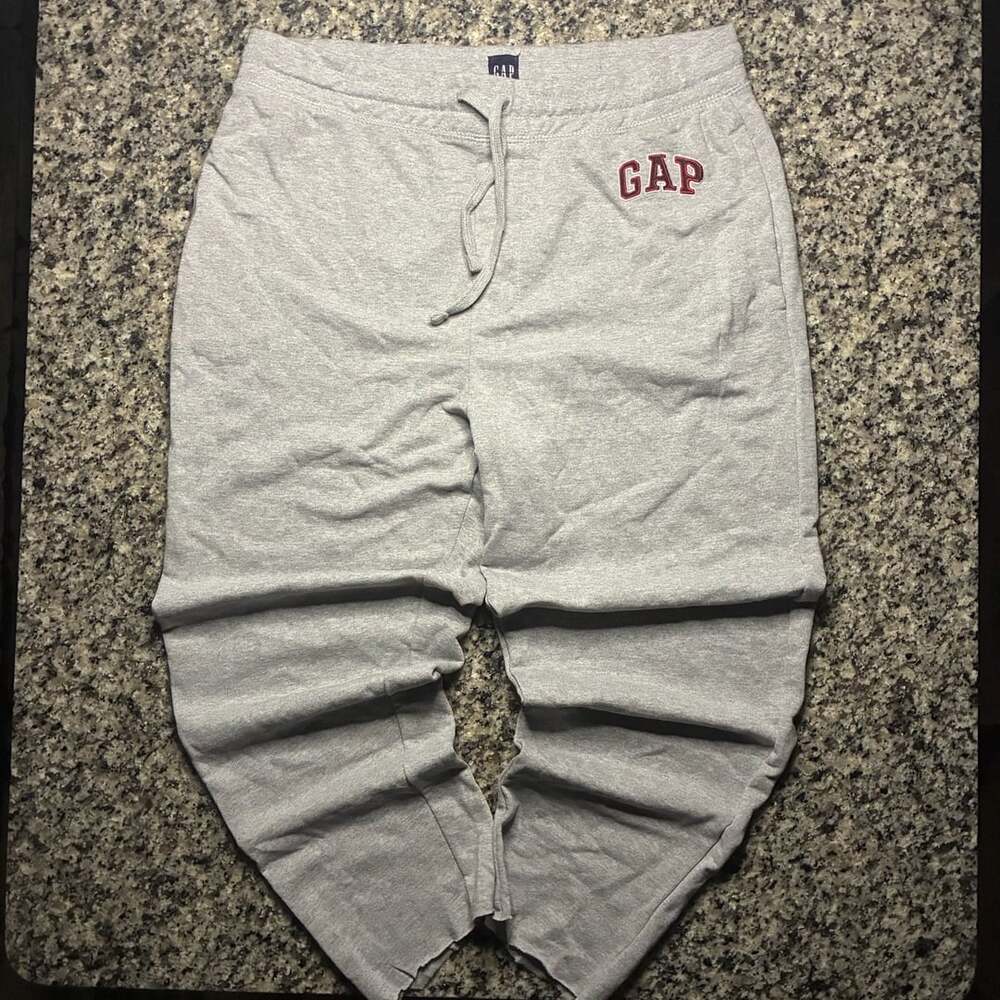 Gap Sweatpants Size XL Grey Drawstring Logo Raw Hem